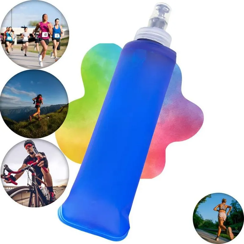 5x Garrafa De Água Mole Dobrável Corrida Silicone Squeeze So