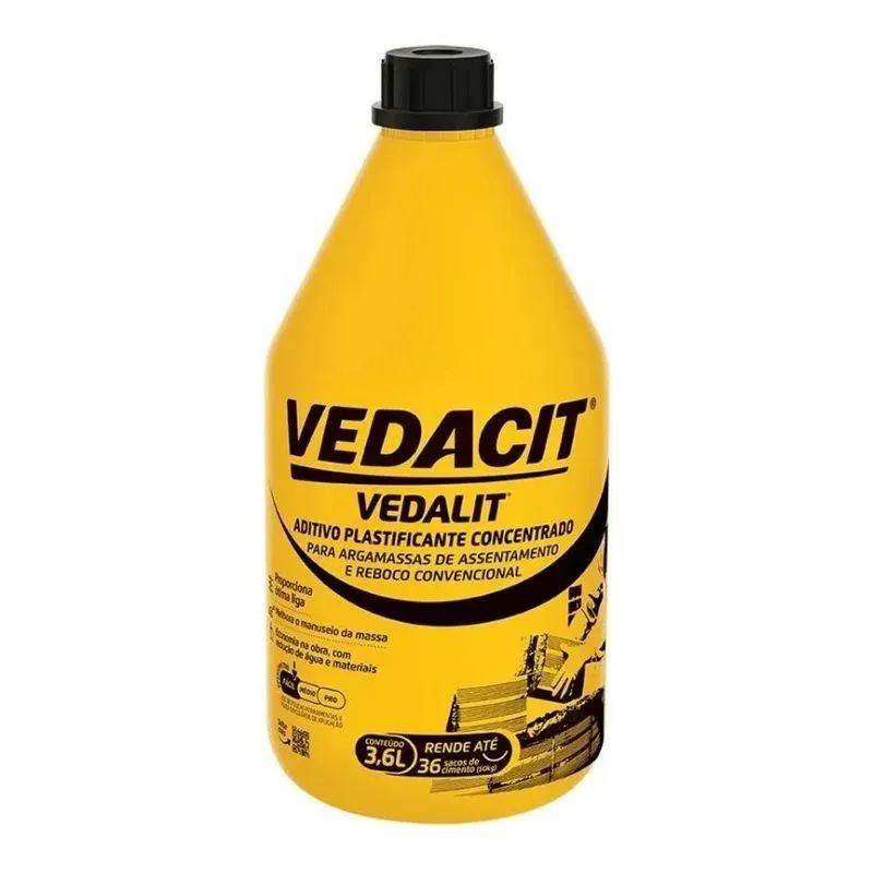 Vedalit 3,6l Galão Reboco Aditivo Plastificante Vedacit