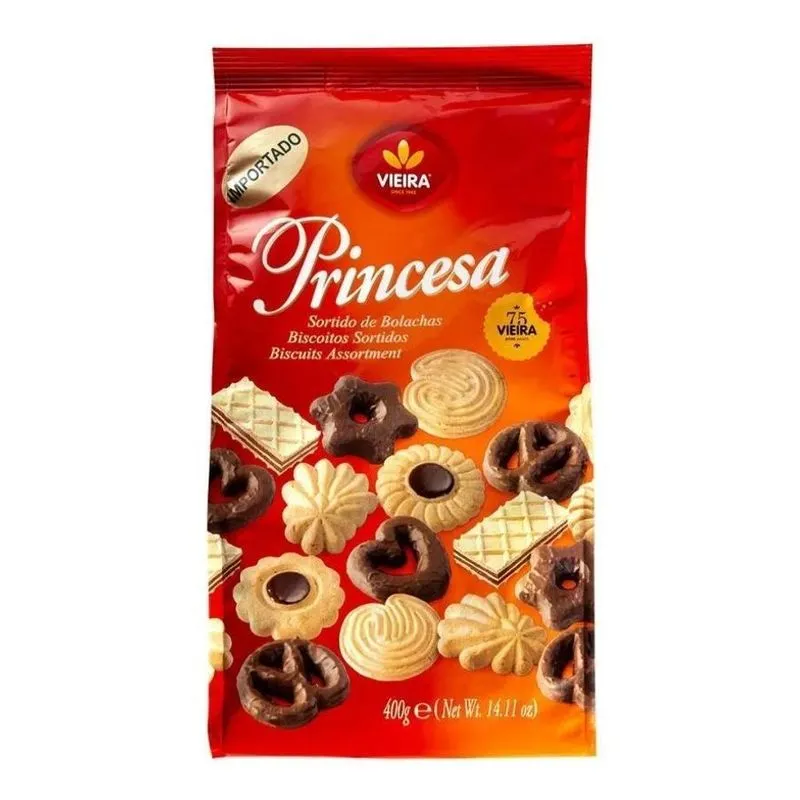 5x Biscoito Português Princesa Amanteigado Sortido Pacote