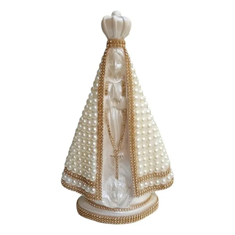 Imagem De Nossa Senhora Aparecida Pérolas Brancas 24 Cm