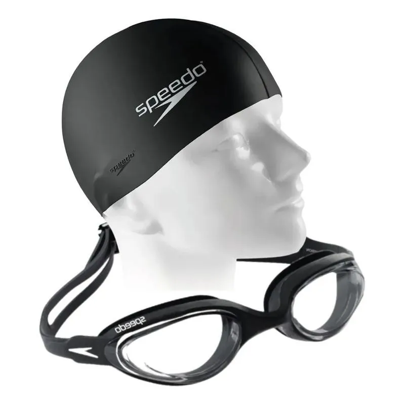 2x Kit Natação Speedo Óculos Hydrovision Adulto Uv + Touca