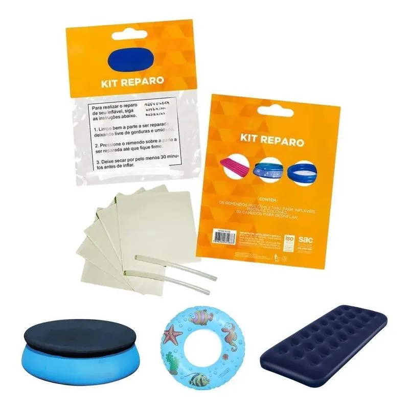 Kit Reparo Piscina Bóias Colchão Adesivo Prático Multiuso