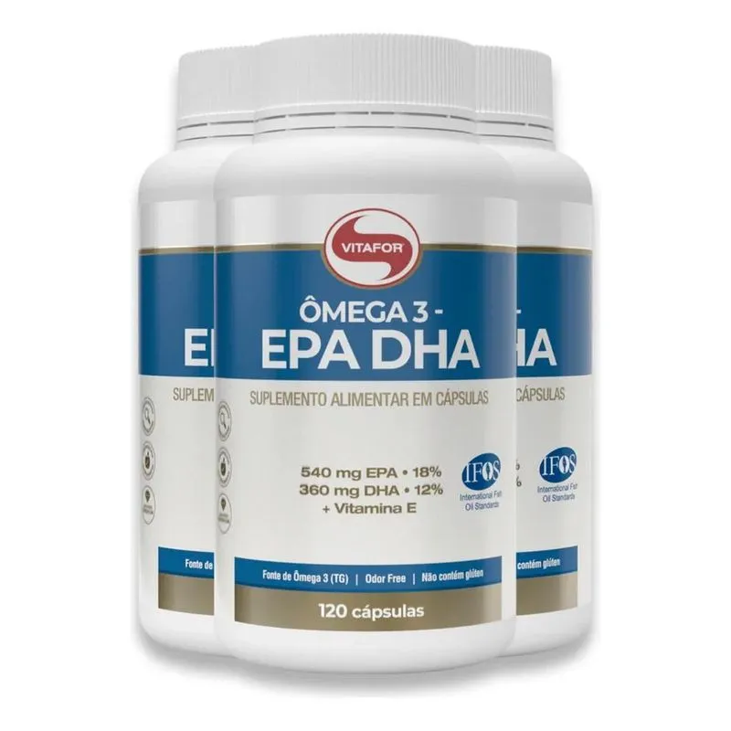 5x Kit 3 Ômega 3 Epa Dha Vitafor 120 Cápsulas Sabor Sem Sabo