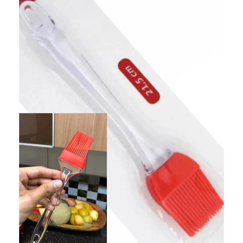 2x Pincel Culinário De Silicone Untar Confeitar Vermelho 22c