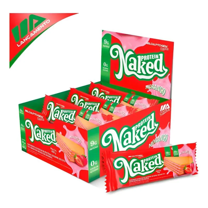 Naked Protein Morango 40g – Caixa Com 12 Unidades