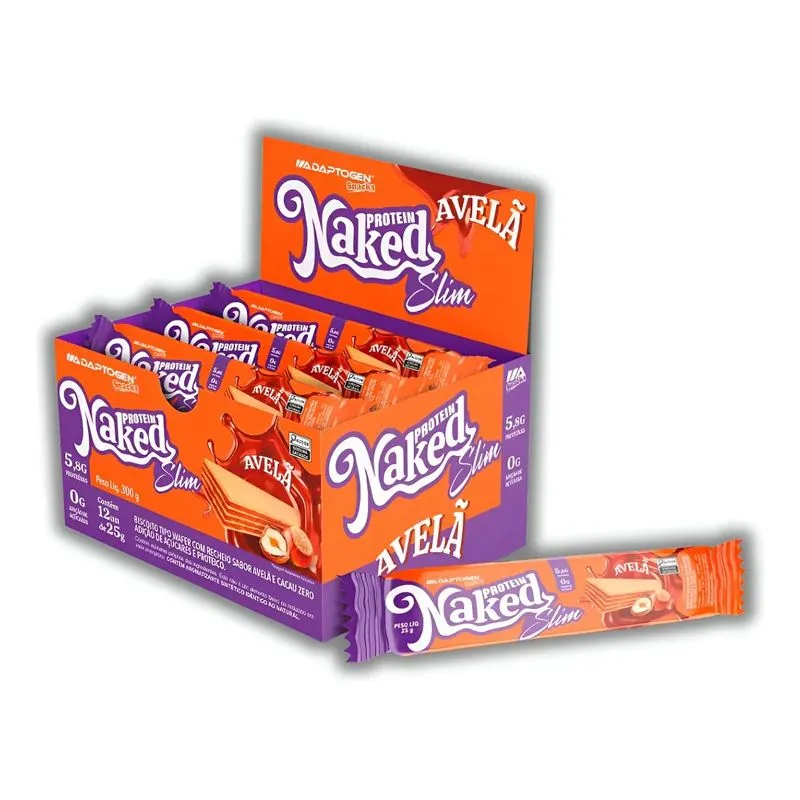 Naked Protein Slim Avelã 25g – Caixa Com 12 Unidades