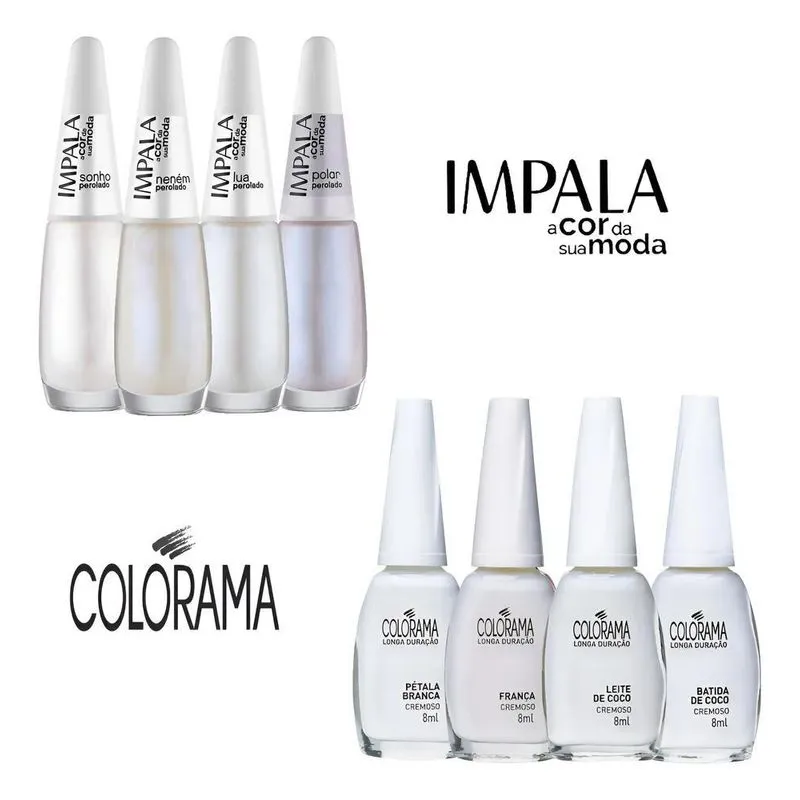 2x Kit Esmalte Colorama Coleção Tons Brancos