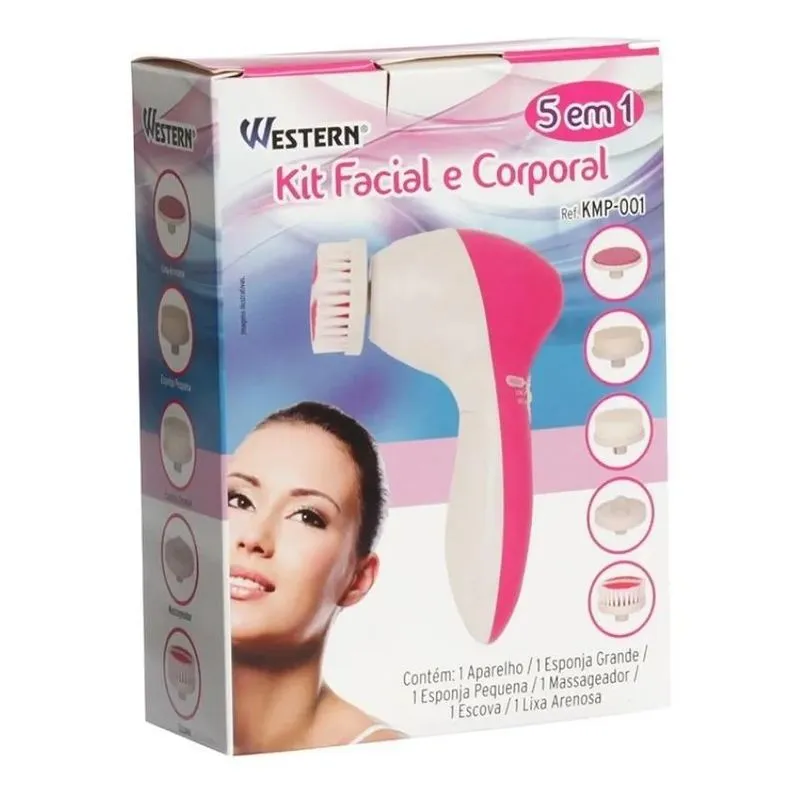 Kit 5 Em 1 Escova Massageador Eletrico Corpo E Rosto Western