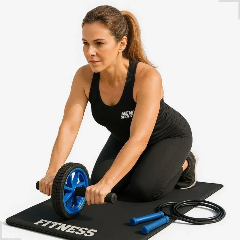 Colchonete De Academia/treino+corda De Pular+roda Abdomi Azu