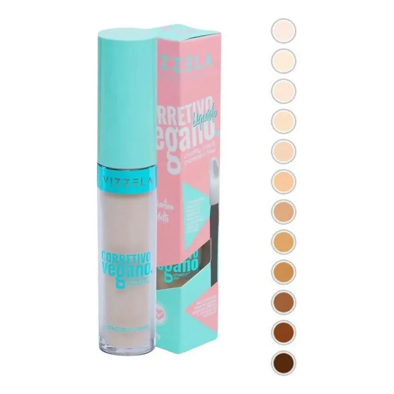 3x Corretivo Líquido Vizzela Vegano 7ml - Matte Todas As Cor