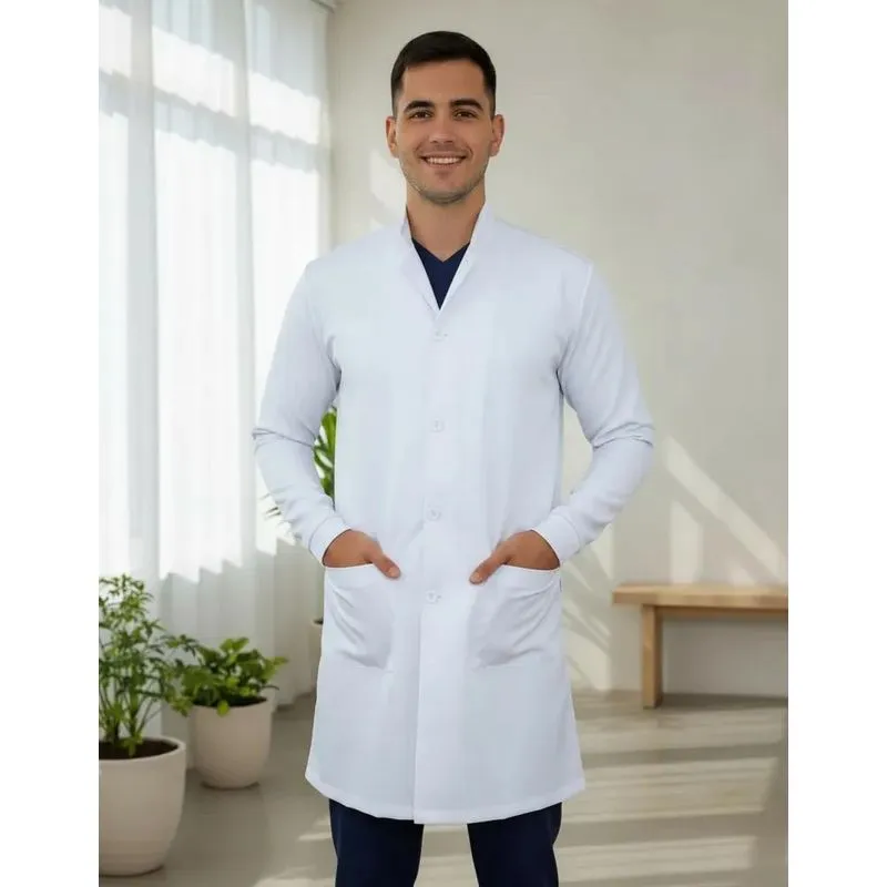 Jaleco Masculino Gola Padre Punho Gabardine - Azul-marinho P