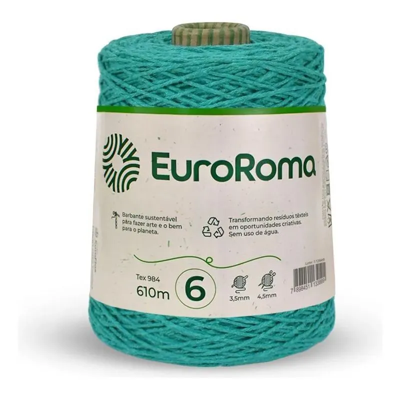10x Barbante Euroroma Nº 6 Crochê Tricô Macramê Tear 600g