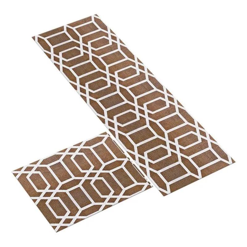 Kit Tapete Cozinha Neoprene Antiderrapante - Diamantes Caramelo