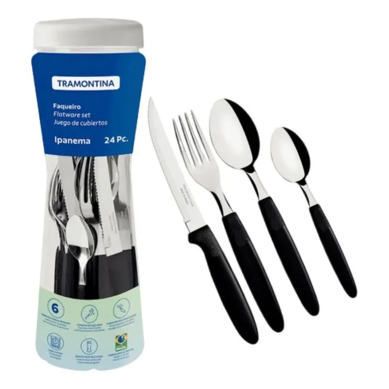 3x Conjunto Talheres Tramontina 24 Peças Ipanema Faqueiro Pr