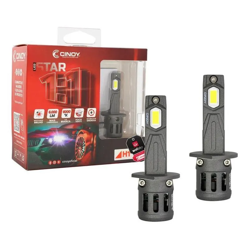 2x Lâmpada Led Mini Cinoy Star H1 H3 H7 H8 H9 H11 H27 Hb3 Hb