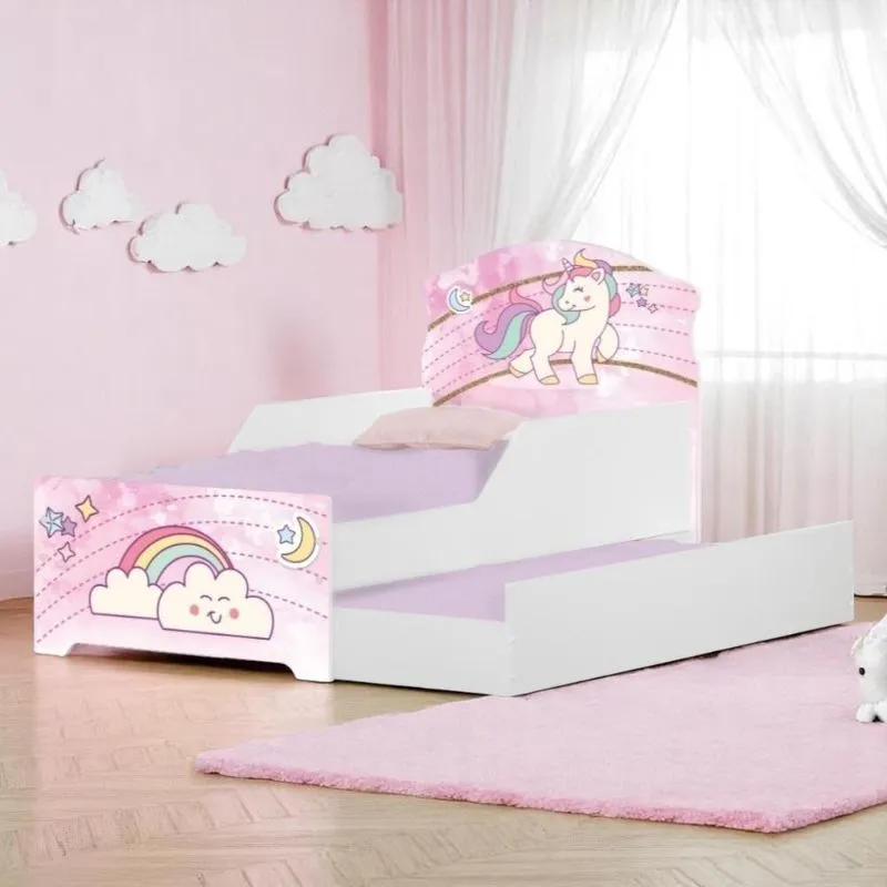 Bicama Mini Snap Unicórnio Rosa Com Colchões