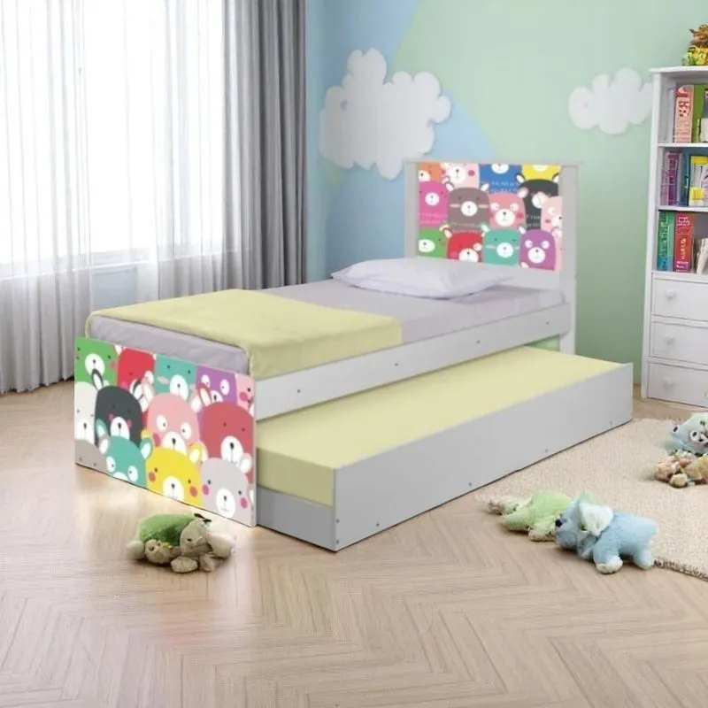 Bi Cama Juvenil Zap Com Cabeceira Ursinhos Coloridos