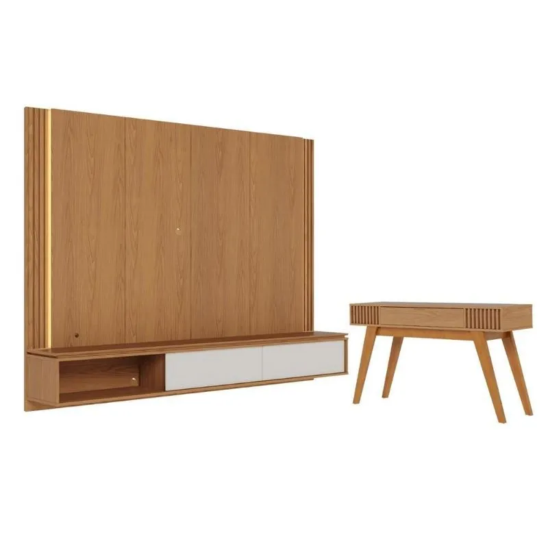 Conjunto Buffet Com Painel Tv Noir Freijo Off White Matte