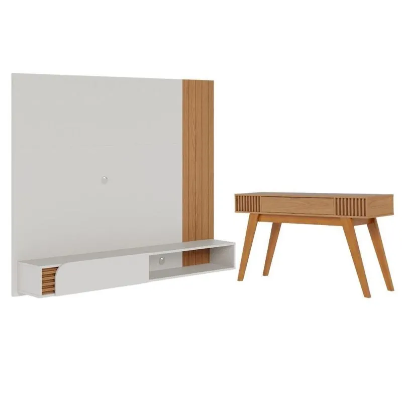Conjunto Aparador Com Home Tv Noir Off White Matte Freijo