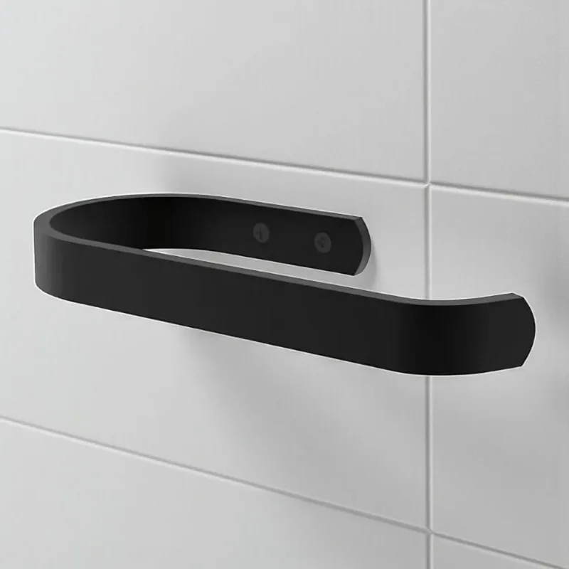 Porta Papel Parede Banheiro Mais de Casa em Alumínio Maciço Preto Fosco com Instalação Rápida 14CM
