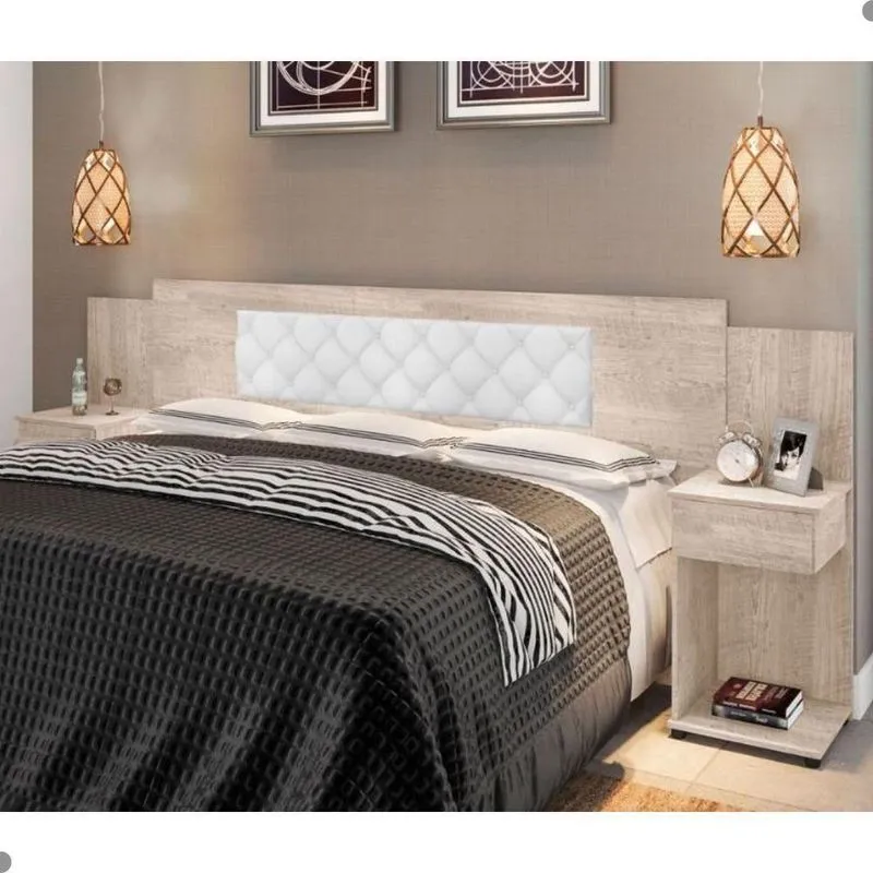 Cabeceira Box Sirius Queen Fixação No Box MDF MDP Amarula Branco Framar