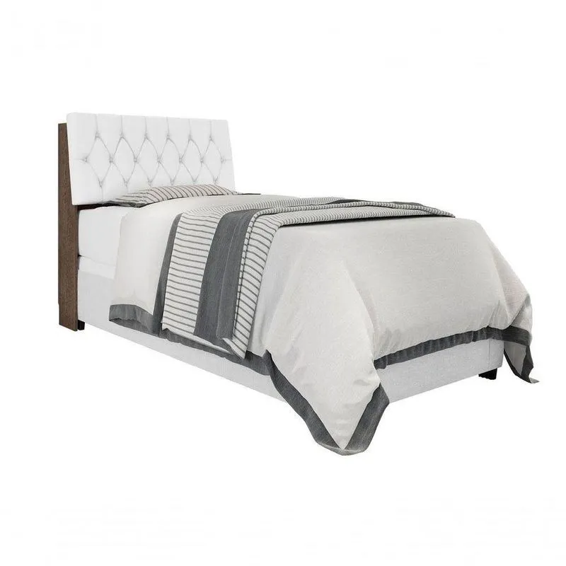 Cabeceira Box Solteiro Isis Chocolate Com Capitone Branco MDF MDP Framar