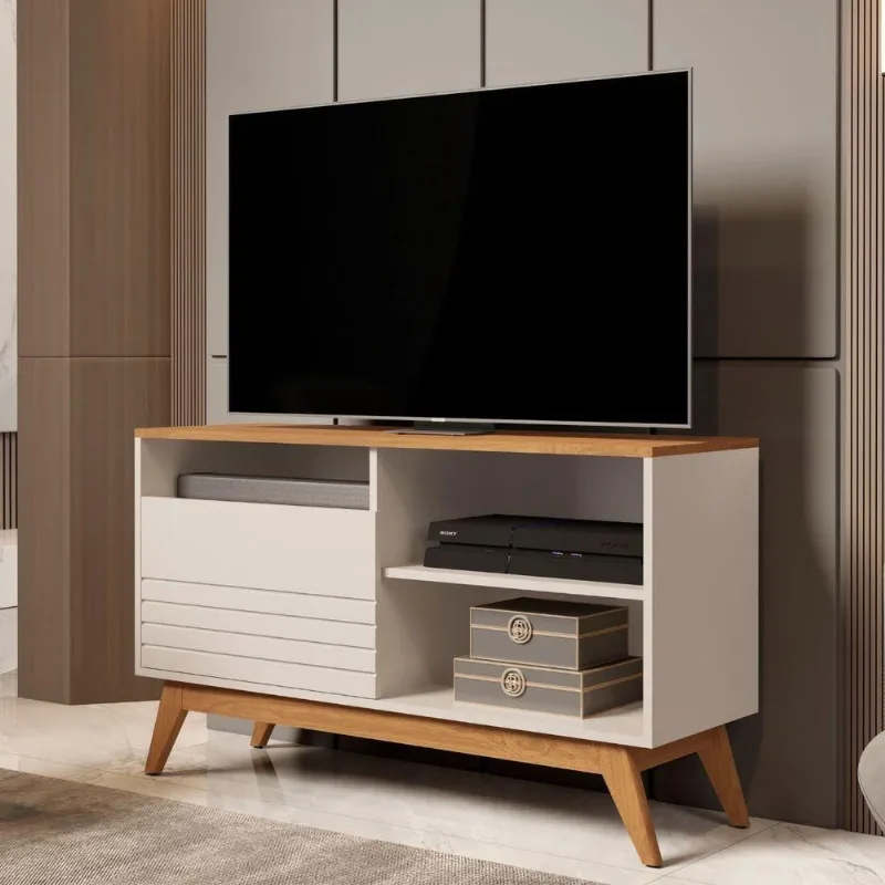 Rack Verona para Tv 55 Polegadas MDP Off White Freijó Germai Móveis