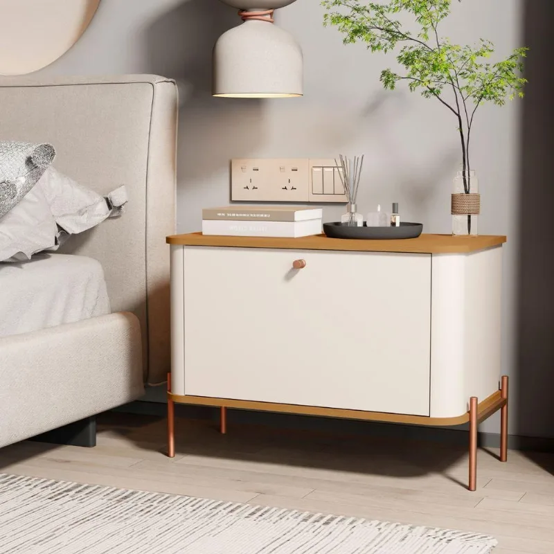 Mesa de Cabeceira Porto de Savana 1 Gaveta Off White Nature Bechara Móveis