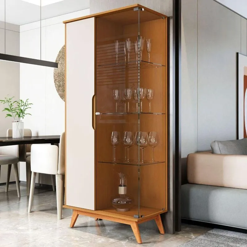 Cristaleira Parma 2 Portas 6 Prateleiras MDF 180cm Off White Nature
