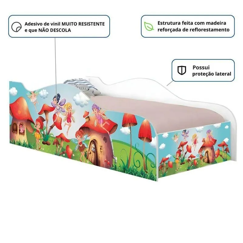 Mini Cama Infantil Mini Cama Fadinhas Meninas MDF Branco Casah
