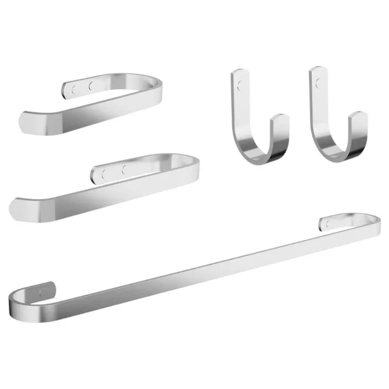 Kit Banheiro TH SHOP Conjunto 5 Peças Quadrado Alumínio Maciço Polido Aço Inox Marini