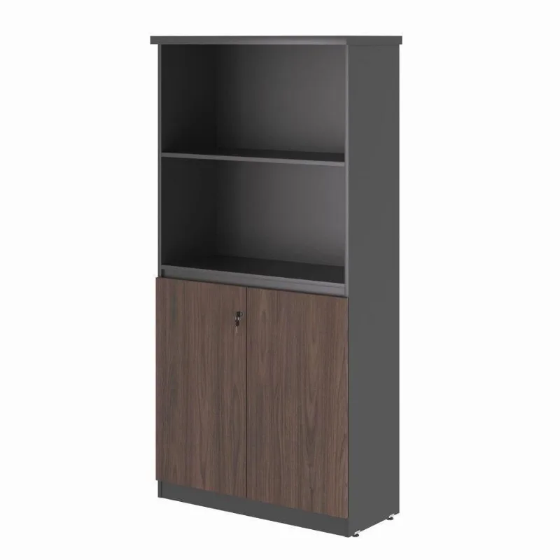 Estante com 3 Prateleiras Safira 2 Portas MDP 82CM Freijo Preto