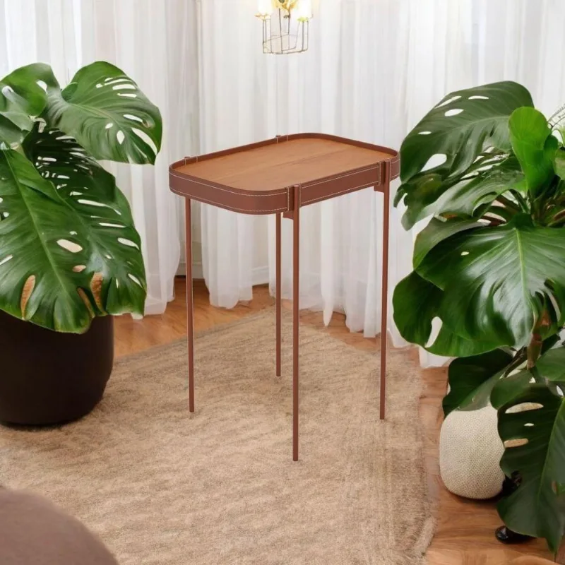 Mesa Lateral Milan Retangular MDF-MDP 70CM Nature OFT Móveis