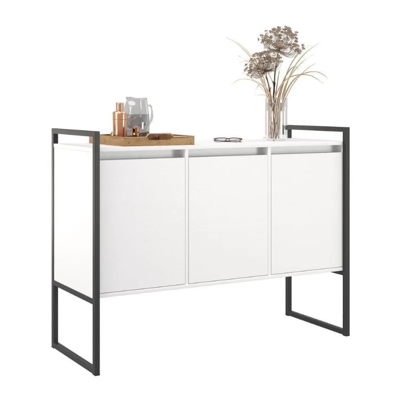 Buffet 3 Portas Rouxe Branco Industrial MDP 120CM Plata Móveis