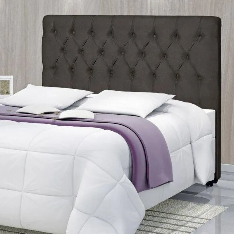 Cabeceira Estofada Norara King Fixação no Box Suede Chocolate 200CM Casah