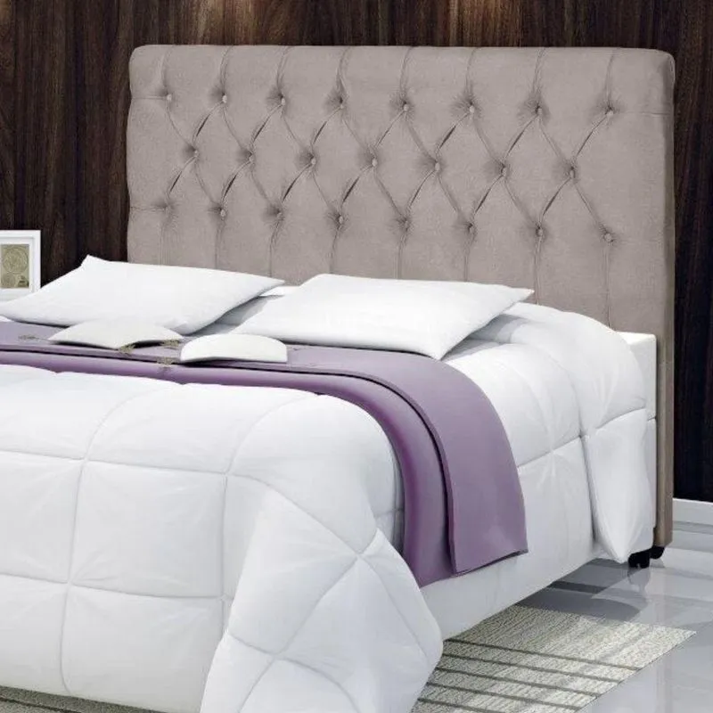 Cabeceira Estofada Norara King Fixação no Box Suede Palha Casah
