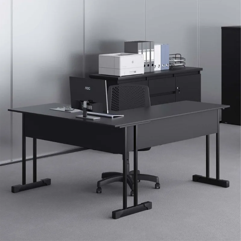 Mesa para Computador em l Rael 2 Gavetas MDP 143CM Preto Onix Casah