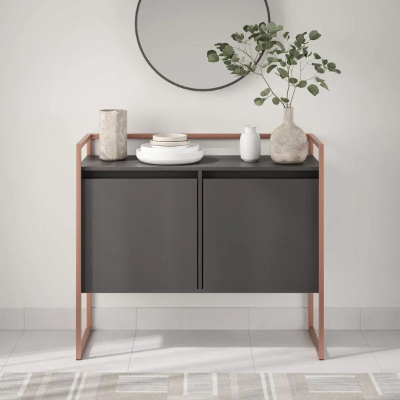 Buffet Solar Nobre Industrial 2 Portas MDP Preto Plata Móveis