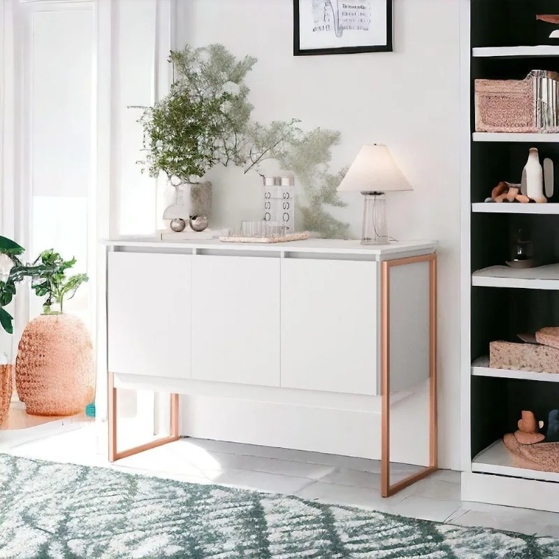 Buffet Gran Aurora 3 Portas Industrial MDP 120CM Branco Cobre Casah