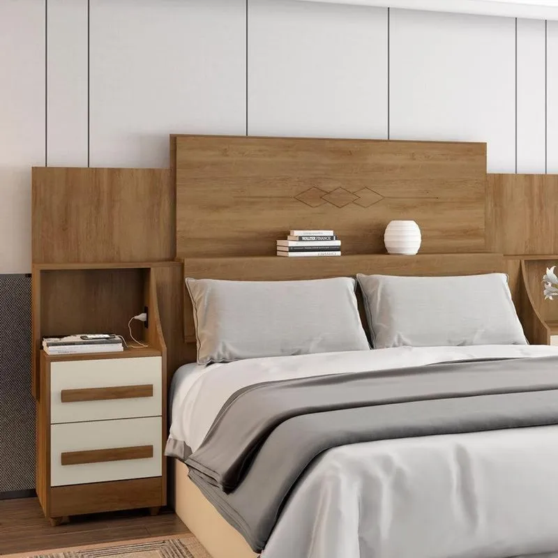 Cabeceira Atlas King Regulável Fixação No Box Estrutura Mdf Cinamomo Off White Rv Móveis