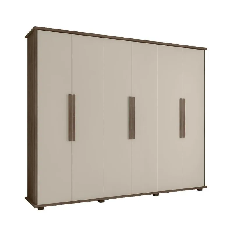 Guarda Roupa Casal Evora 6 Portas 4 Gavetas Freijo Off White RV Moveis