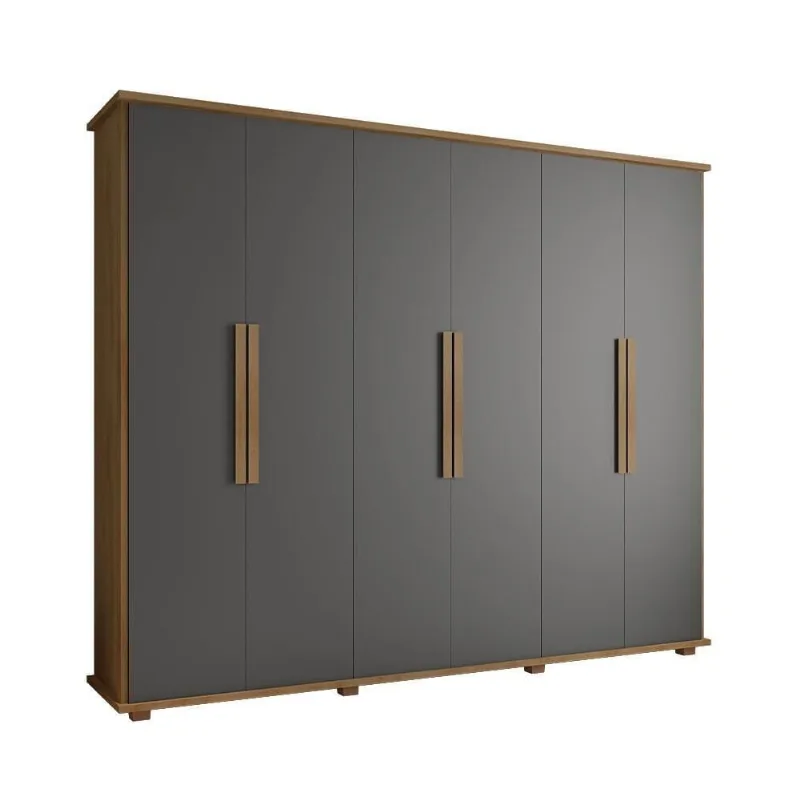 Guarda Roupa Casal Celeste 6 Portas 4 Gavetas Cinamomo Grafite RV Móveis