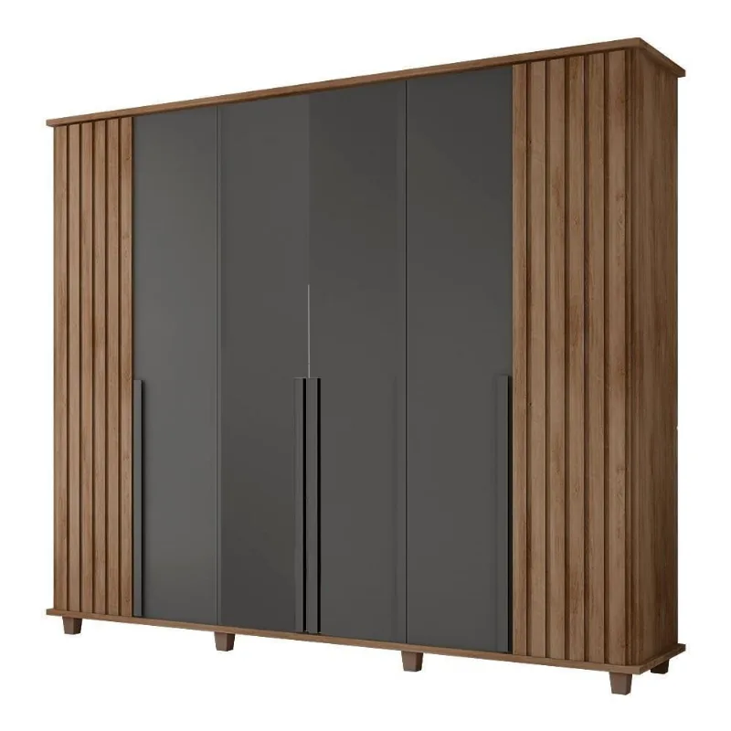 Guarda Roupa Casal Scala Nobre 6 Portas 3 Gavetas MDF MDP Cinamomo Grafite RV Móveis