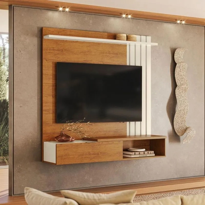 Home Suspenso Vegas 1.6 Para TV 65" 138cm MDP Moderno Off White Mais De Casa