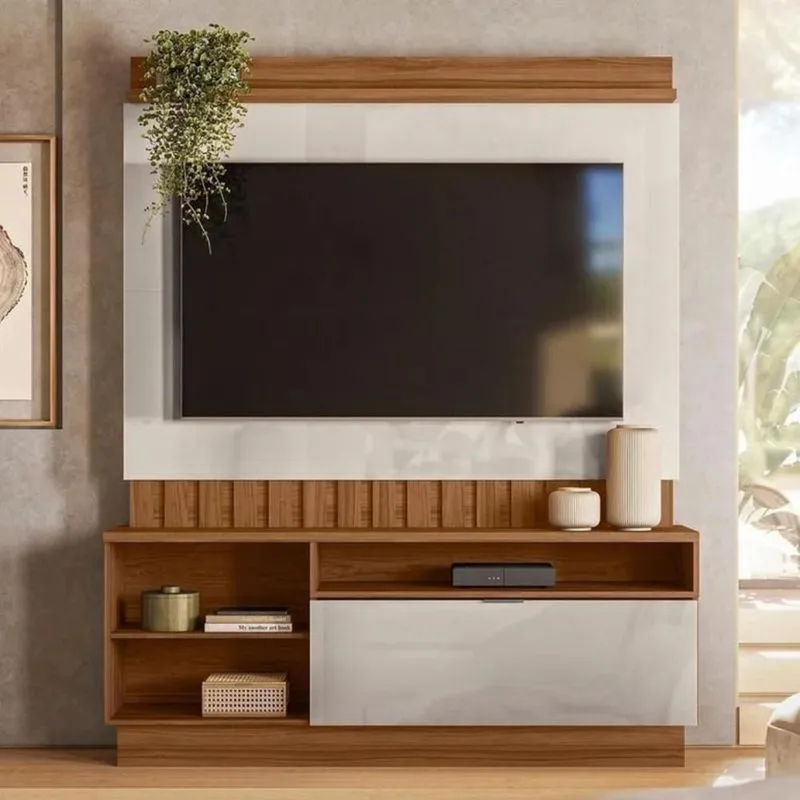Painel Para TV Diamantina 75" 150cm MDF-MDP Amendoa Pérola Mais de Casa