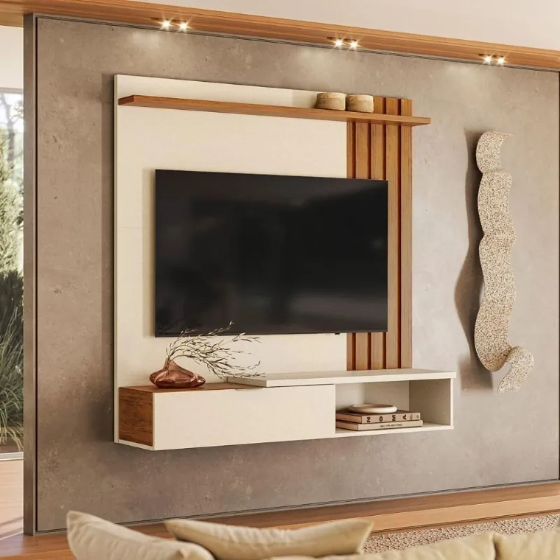 Home Suspenso Vegas 1.6 Compacto 138CM MDP Laqueado TV Até 65 Polegadas Off White Casah