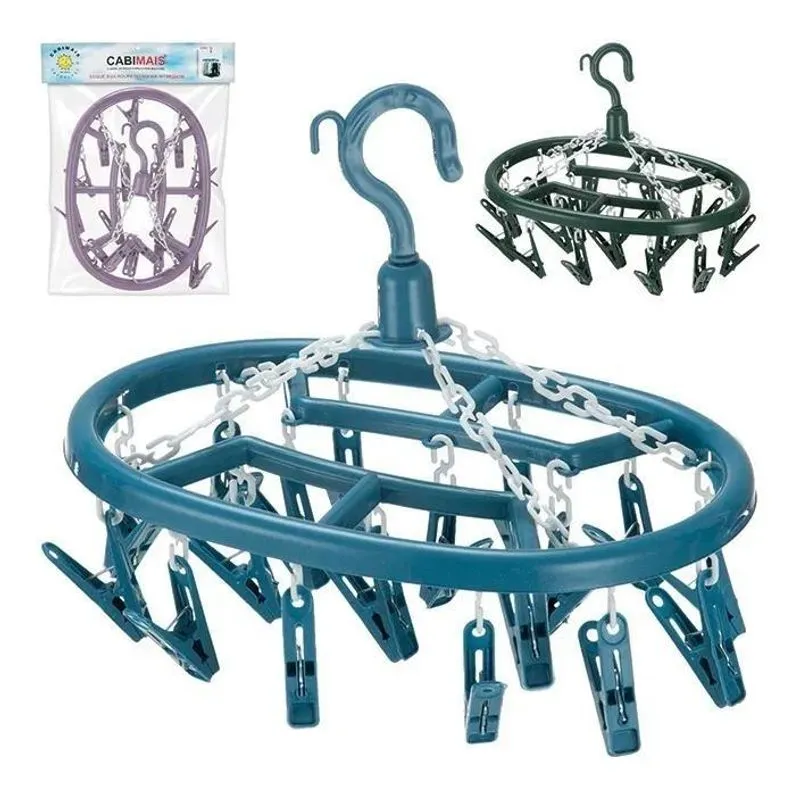 3x Varal Calcinha Cueca Meia Roupa Íntima Oval C/18 Prendedo