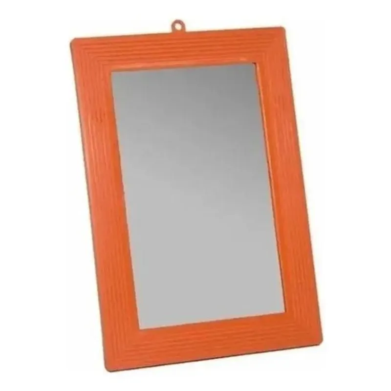 3x Espelho 16x23 Moldura De Plastico Laranja - Nipo