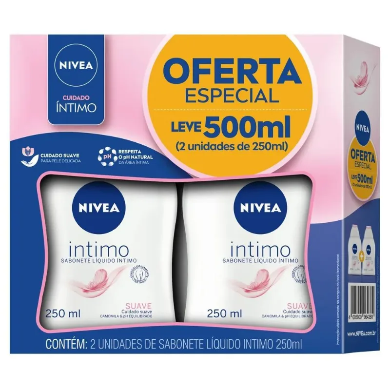 10x Pack Sabonete Líquido Íntimo Suave Camomila Nivea Frasco