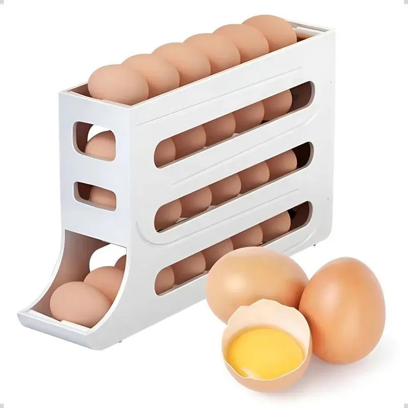 Organizador Dispenser Até 30 Ovos Geladeira Gravidade Branco